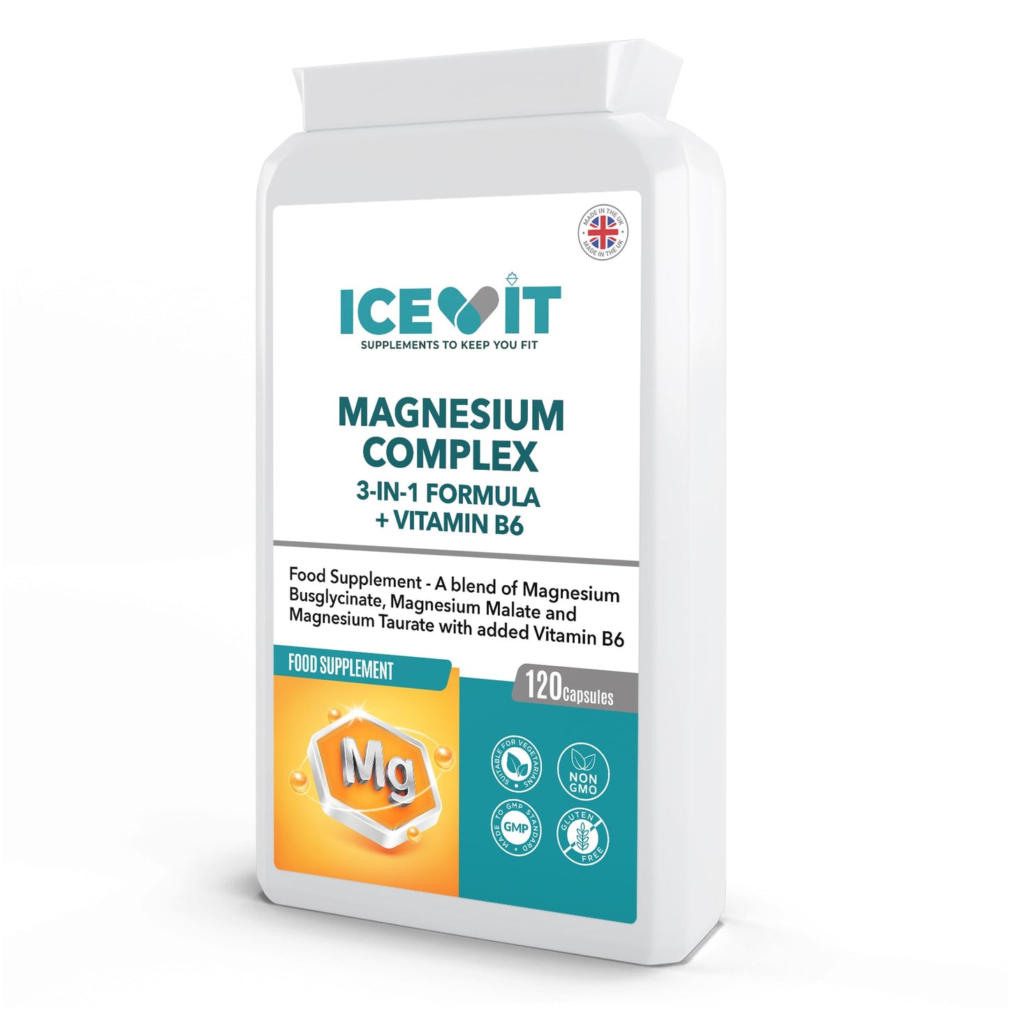 Magnesium Complex 375mg – Glycinate, Malate & Taurate with B6 – 120 Vegan Capsules