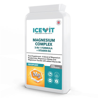 Magnesium Complex 375mg – Glycinate, Malate & Taurate with B6 – 120 Vegan Capsules