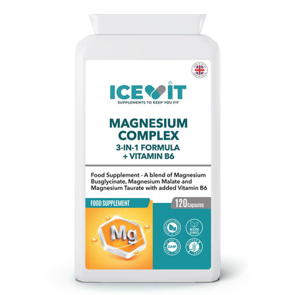 Magnesium Complex 375mg – Glycinate, Malate & Taurate with B6 – 120 Vegan Capsules