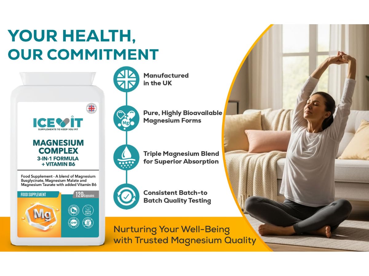 Magnesium Complex 375mg – Glycinate, Malate & Taurate with B6 – 120 Vegan Capsules