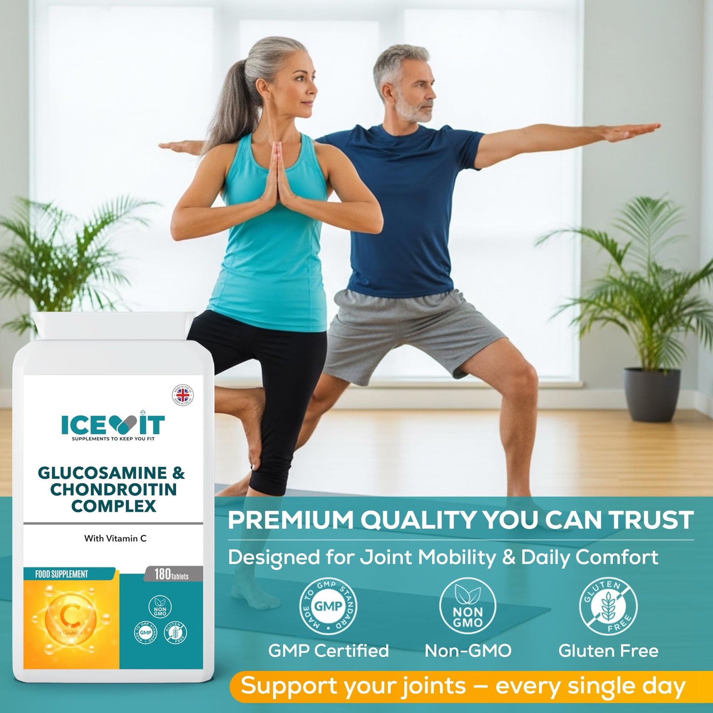 Lifestyle image with active people promoting daily joint nutrition routine