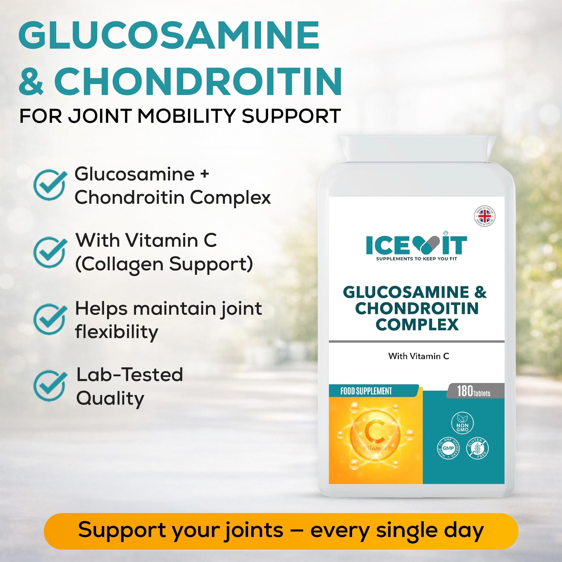 Glucosamine & Chondroitin marketing card highlighting daily support formula