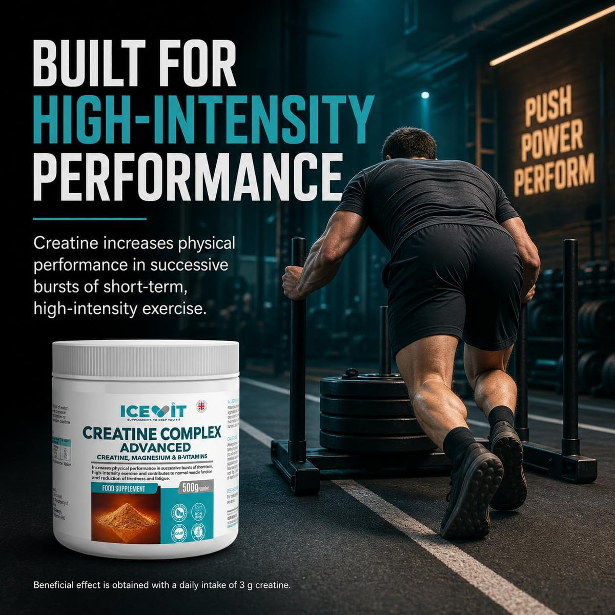 ICEVIT Advanced Creatine Complex: High-intensity exercise information and 3g daily creatine condition
