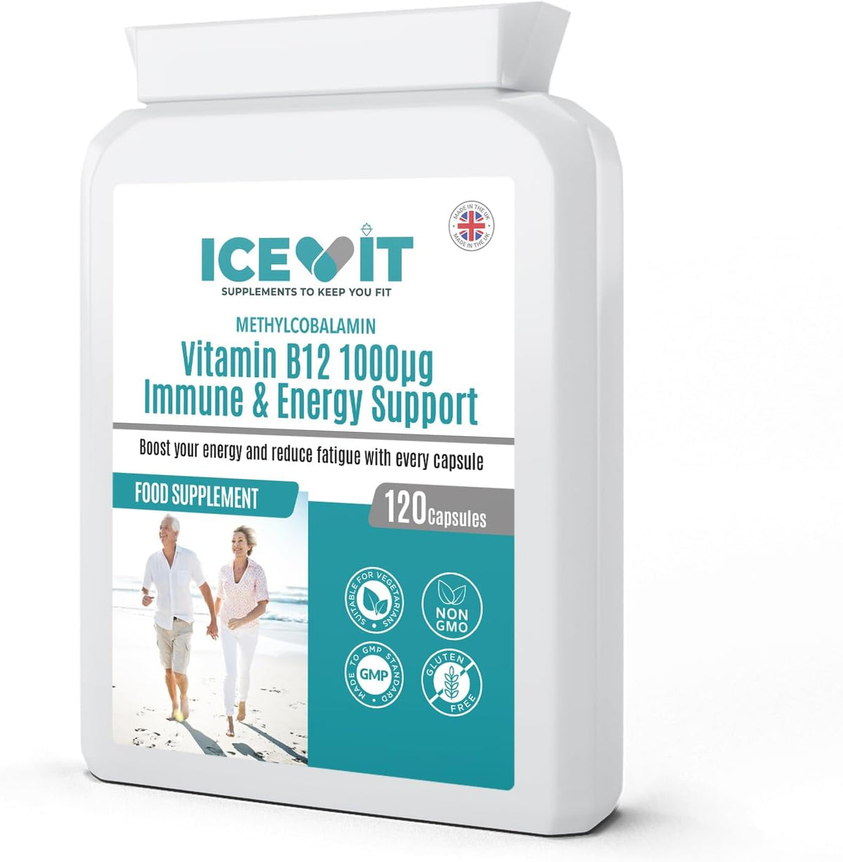 ICEVIT Vitamin B12 1000µg methylcobalamin bottle shown at an angle