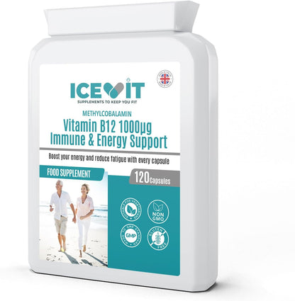 ICEVIT Vitamin B12 1000µg methylcobalamin bottle shown at an angle