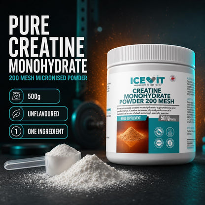 ICEVIT Creatine Monohydrate Powder: Unflavoured 200-mesh single-ingredient creatine powder