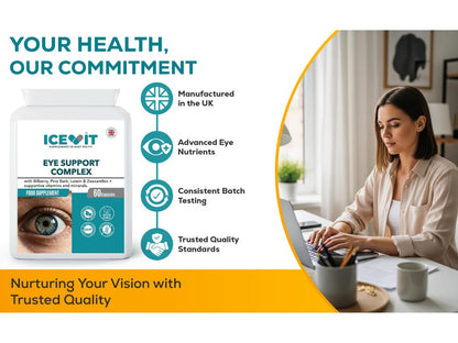 ICEVIT Eye Support Complex UK manufactured GMP quality assurance graphic
