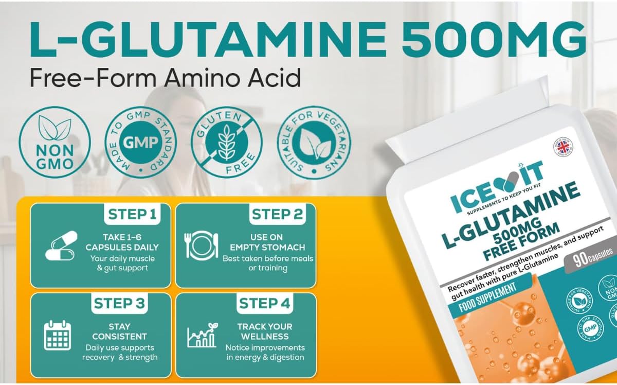 ICEVIT L-Glutamine: Daily serving guide for 500mg L-glutamine capsules