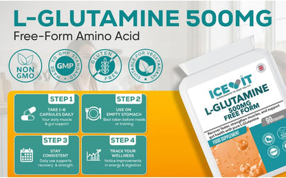 ICEVIT L-Glutamine: Daily serving guide for 500mg L-glutamine capsules