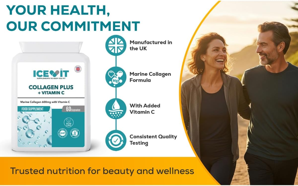 ICEVIT Marine Collagen: Marine collagen and vitamin C formulation with couple outdoors