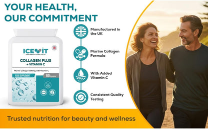 ICEVIT Marine Collagen: Marine collagen and vitamin C formulation with couple outdoors