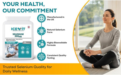 ICEVIT Selenium: UK manufacture and quality panel with woman outdoors