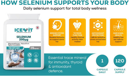 ICEVIT Selenium: Selenium immune, thyroid, hair and nail information