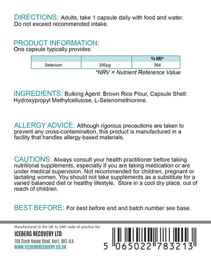 Supplement label with directions, product information, ingredients, and allergen advice.