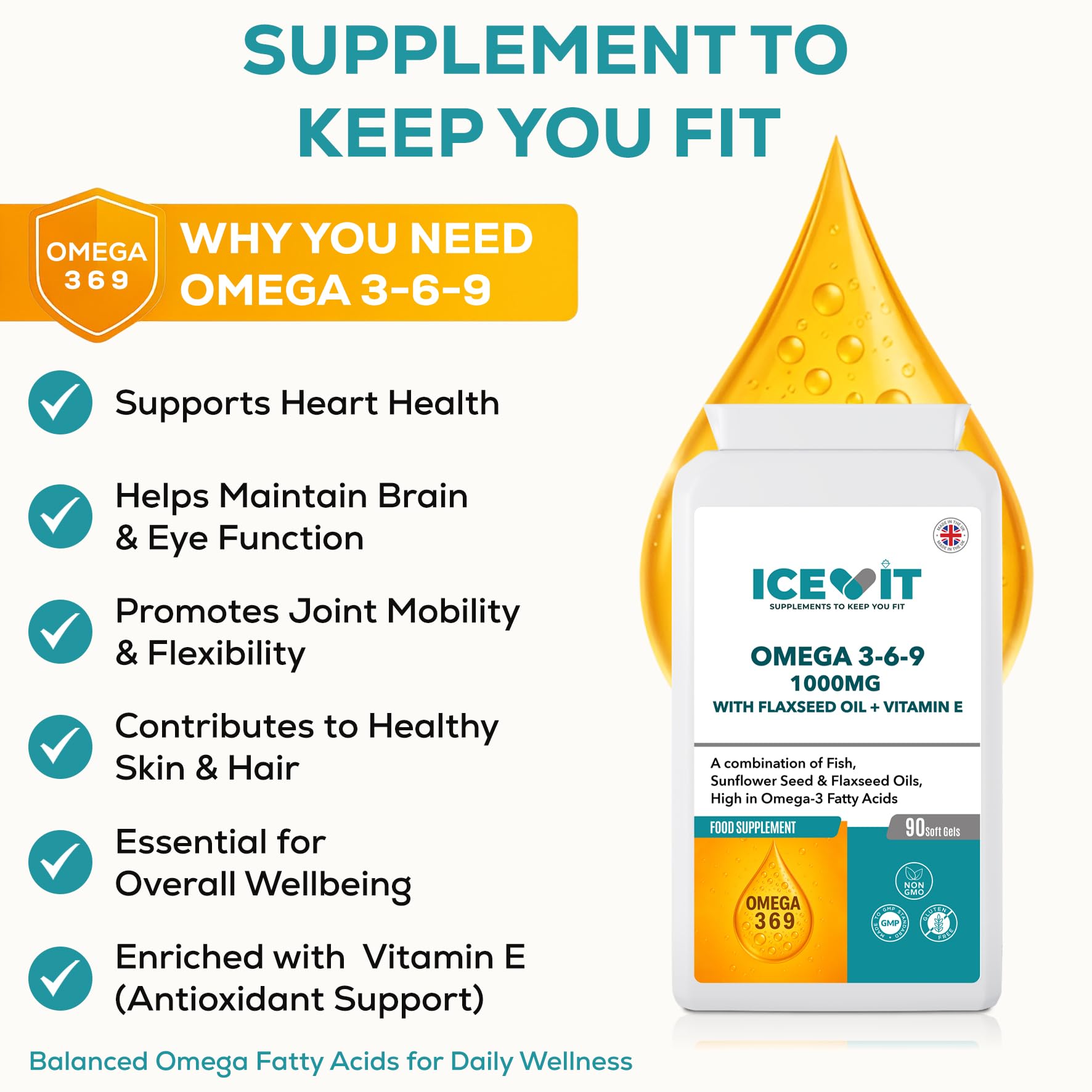 Triple source omega formula fish oil flaxseed oil sunflower oil blend