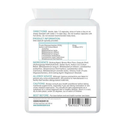 ICEVIT Probiotic Complex supplement facts and ingredients panel