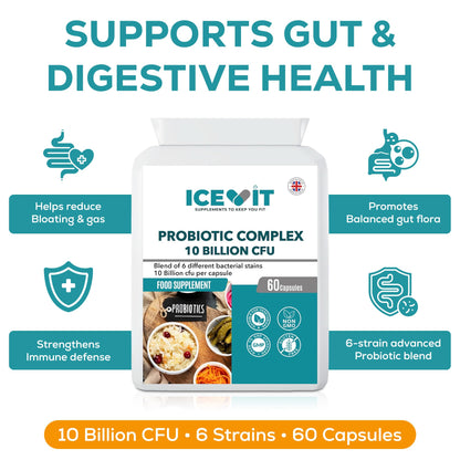 Probiotic Complex card showing gut and digestive support messaging