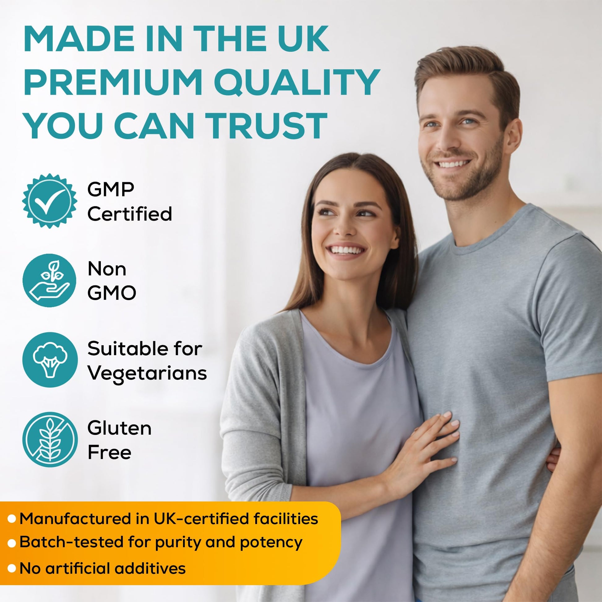 Made in the UK quality assurance card for turmeric supplement