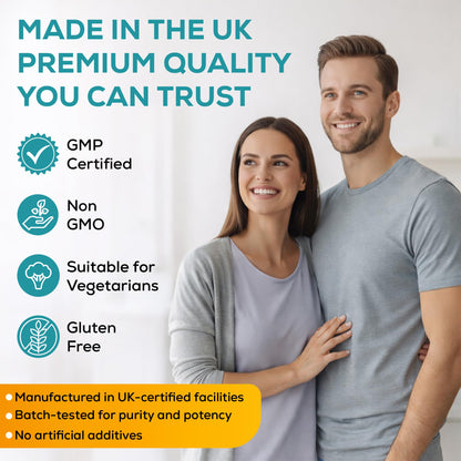 Made in the UK quality assurance card for turmeric supplement